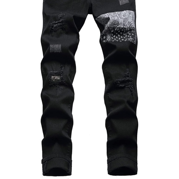 New Mens Ripped and Patched Skinny Jeans Multiple Sizes - Picture 2 of 2
